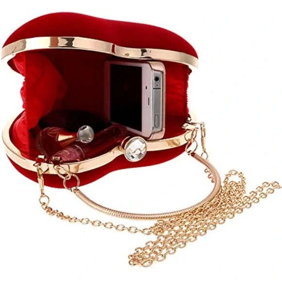 Heart Shape Clutch Purse Velvet - Picture 4 of 4